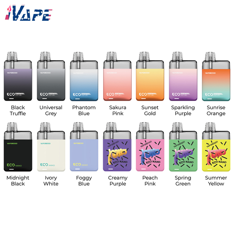 Vaporesso ECO Nano Kit 1000mAh Battery with 6ml ECO Nano 0.8ohm Pod Cartridge SSS Features Tech & COREX Heating Tech, Message for multi colors
Vaporesso ECO Nano Kit 1000mAh Battery with 6ml ECO Nano 0.8ohm Pod Cartridge SSS Features Tech & COREX Heating Tech, Message for multi colors
