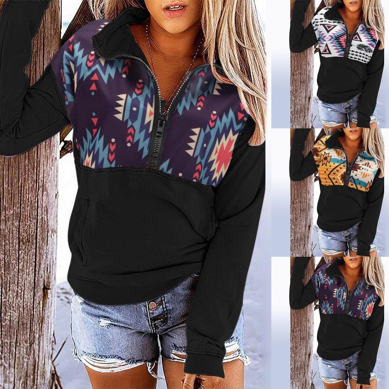 Gym Clothing Women's Aztec Printed Quarter Zip Turtleneck Pullovers Sweatshirts Top, Navy
Gym Clothing Women's Aztec Printed Quarter Zip Turtleneck Pullovers Sweatshirts Top, Navy
