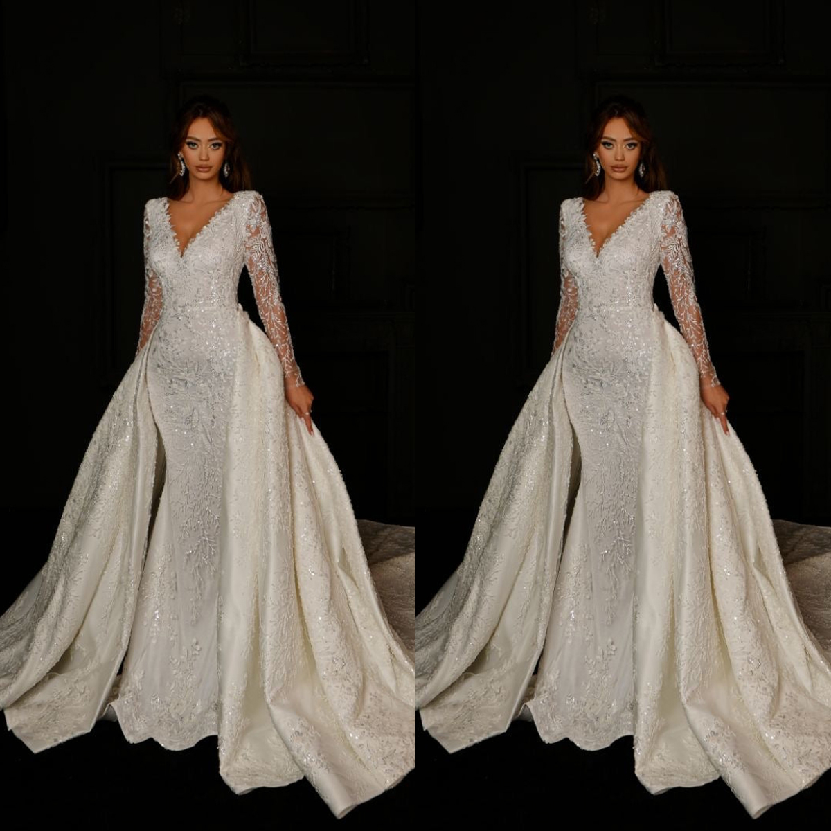 Classical Mermaid Wedding Dresses V-neck Long Sleeves Lace Applicants Detachable Train Backless Custom Custom Made Plus Size Bridal Gown Vestidos De Novia, Pink
Classical Mermaid Wedding Dresses V-neck Long Sleeves Lace Applicants Detachable Train Backless Custom Custom Made Plus Size Bridal Gown Vestidos De Novia, Pink