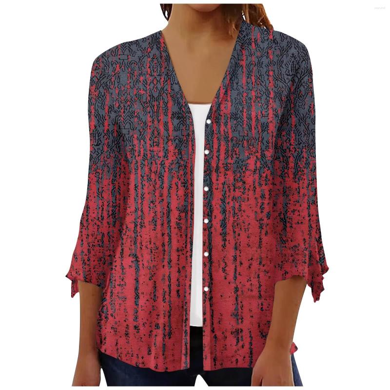 Women's T Shirts Ladies Casualthree Quarter Sleeve Cardigan Top Shirt Women Fashion Stripe Printed Button T-Shirts Female Holiday Comfrot, Sky blue
Women's T Shirts Ladies Casualthree Quarter Sleeve Cardigan Top Shirt Women Fashion Stripe Printed Button T-Shirts Female Holiday Comfrot, Sky blue