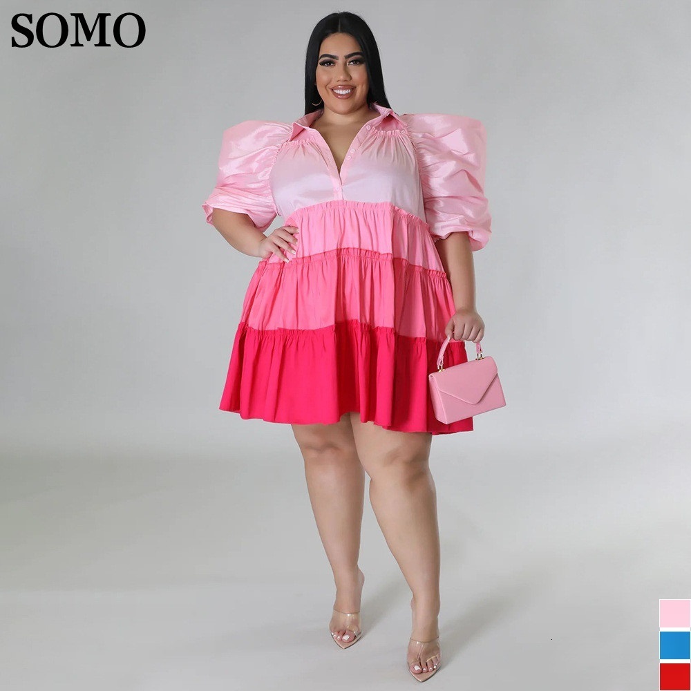 Plus size Dresses SOMO 2023 Fashion Pleated Satin Dress Size Women Elegant Lapel Button Patchwork Summer 4XL Wholesale Drop 230627, Pink
Plus size Dresses SOMO 2023 Fashion Pleated Satin Dress Size Women Elegant Lapel Button Patchwork Summer 4XL Wholesale Drop 230627, Pink