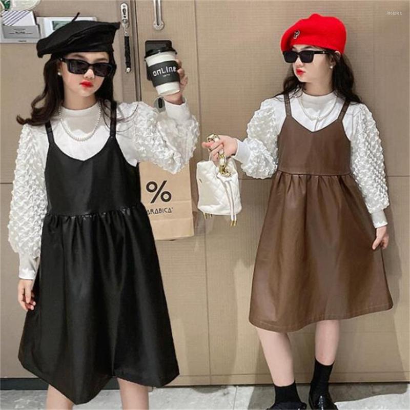 Girl Dresses Dress Party Ruffle Collar Strap Pu Long-sleeve Top Two Set Kids Clothes Girls, Brown
Girl Dresses Dress Party Ruffle Collar Strap Pu Long-sleeve Top Two Set Kids Clothes Girls, Brown