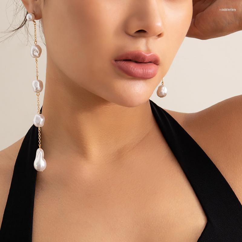 Dangle Earrings Baroque Imitation Pearl Enfashion Long Fringe Asymmetry Unique Chain Designer Womens Jewelry
Dangle Earrings Baroque Imitation Pearl Enfashion Long Fringe Asymmetry Unique Chain Designer Womens Jewelry