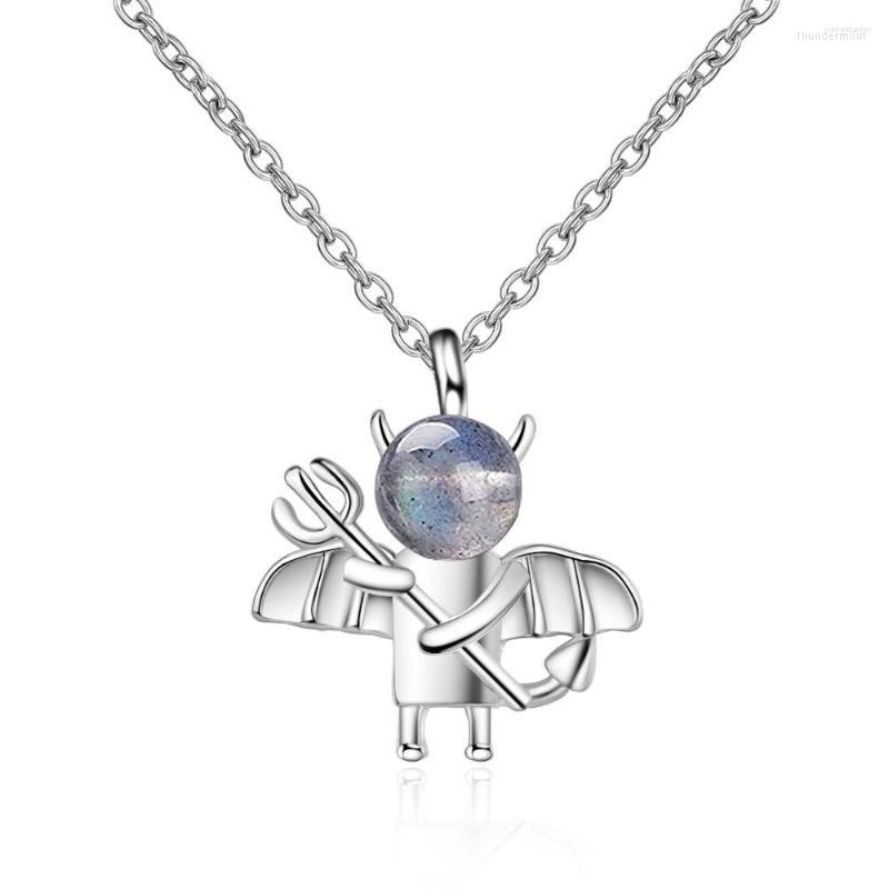 Chains Cute Devil Pendant Necklace For Women Silver Color Natural Blue Light Moonstone Short Clavicle Chain Designer Jewelry
Chains Cute Devil Pendant Necklace For Women Silver Color Natural Blue Light Moonstone Short Clavicle Chain Designer Jewelry