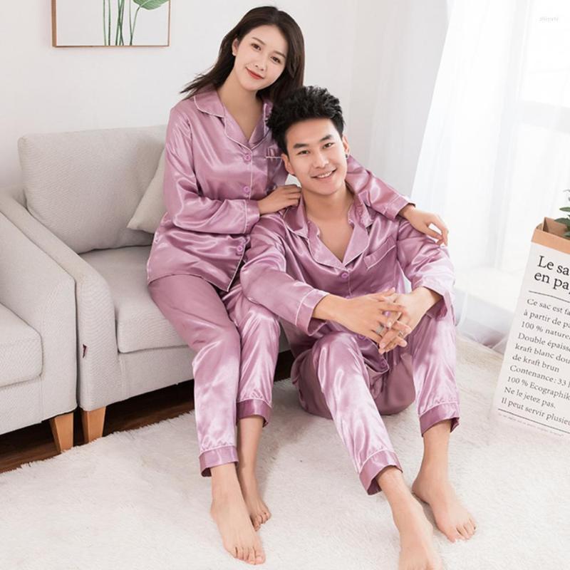 Men's Sleepwear Silk Satin Men Pajamas Set Fashion Couple Solid Color Long Sleeve Suit, Navy blue
Men's Sleepwear Silk Satin Men Pajamas Set Fashion Couple Solid Color Long Sleeve Suit, Navy blue