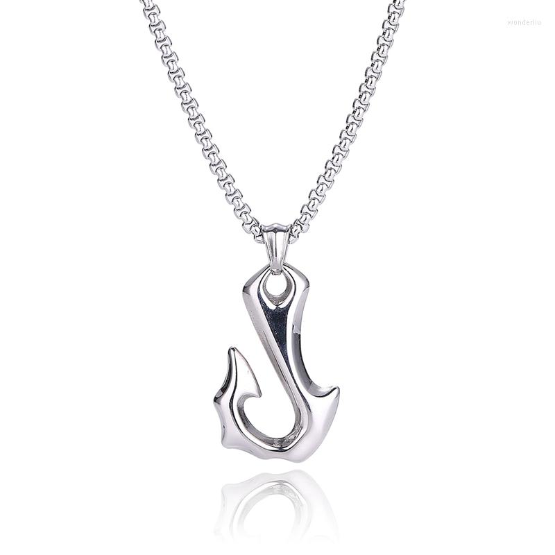 Pendant Necklaces Trendy Men's Jewelry Punk Stainless Steel Fish Hook Shape Necklace Hip Hop Rock Accessories Male Gift SP0875
Pendant Necklaces Trendy Men's Jewelry Punk Stainless Steel Fish Hook Shape Necklace Hip Hop Rock Accessories Male Gift SP0875
