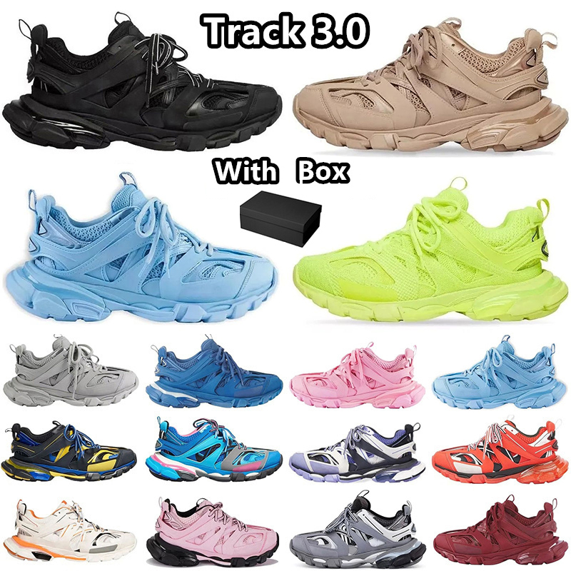 2023 Track 1.0 Casual Shoes Designer Mens Women Platform Sneakers Luxe Vintage Tracks Runners Leather Walking Trainers With Box
