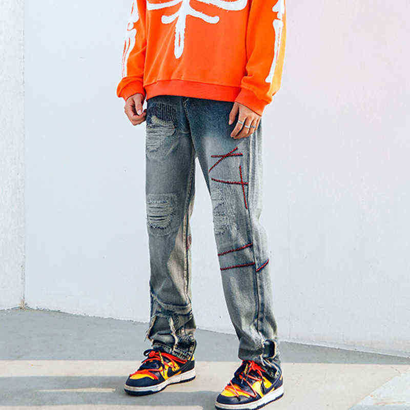 Arrival 2021 New Distressed Retro Washed Men Casual Baggy Jeans Pants Hip Hop Hole Ripped Straight Denim Trousers Pantni Uomo T220803, Blue
Arrival 2021 New Distressed Retro Washed Men Casual Baggy Jeans Pants Hip Hop Hole Ripped Straight Denim Trousers Pantni Uomo T220803, Blue