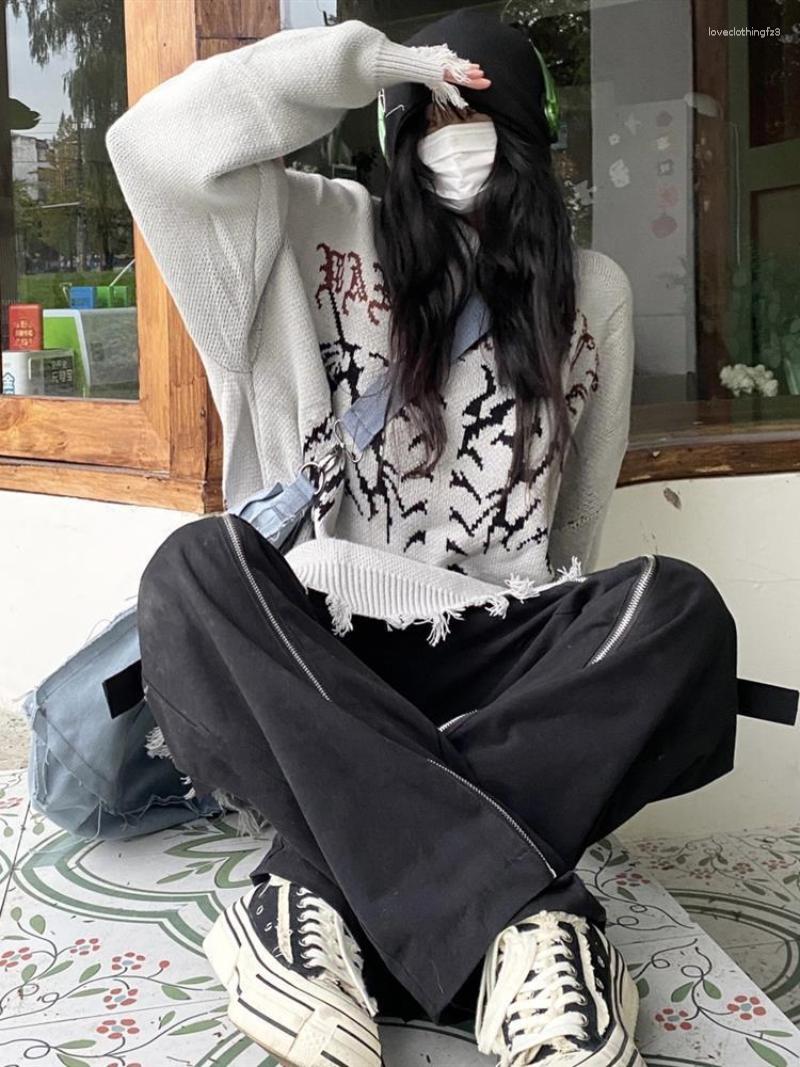 Women's Sweaters Punk Streetwear Letter Print Oversize Tassel Knitwear Women Hip Hop Harajuku Black Long Sleeve Pullover Female Sweater
Women's Sweaters Punk Streetwear Letter Print Oversize Tassel Knitwear Women Hip Hop Harajuku Black Long Sleeve Pullover Female Sweater