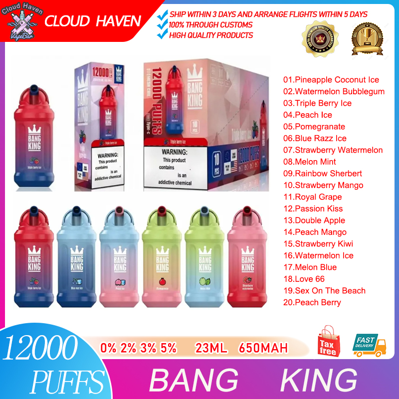 Original Bang King 12000 Puffs Disposable Vapes Pen E Cigarette 0% 2% 3% 5% Vaporizer Recharge Battery Vape Pen Puffbars Bang Puff 12K
Original Bang King 12000 Puffs Disposable Vapes Pen E Cigarette 0% 2% 3% 5% Vaporizer Recharge Battery Vape Pen Puffbars Bang Puff 12K