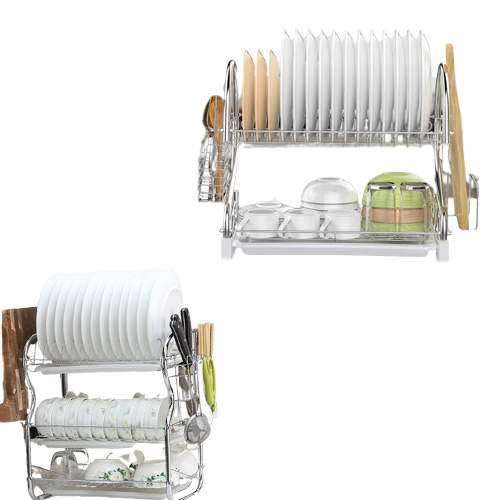 23 Tiers Dish Drying Rack Kitchen Washing Holder Basket Plated Iron Kitchen Knife Sink Dish Drainer Drying Rack Organizer Shelf T8995497