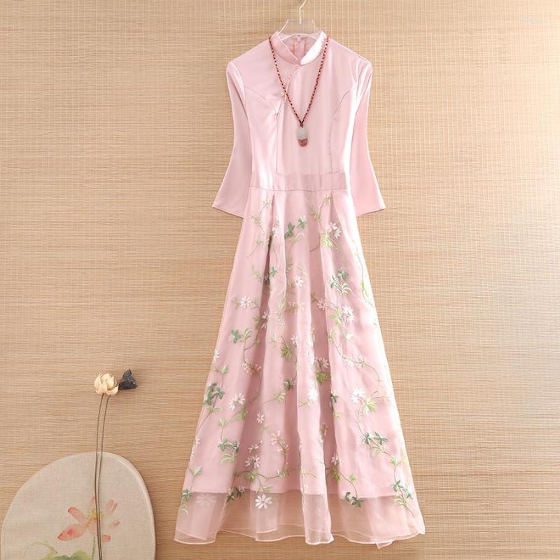 Ethnic Clothing High-end Spring Autumn Women Organza Dress Cheongsam Retro Elegant Embroidery 3/4 Sleeve A-line Lady Party Qipao S-XXL
Ethnic Clothing High-end Spring Autumn Women Organza Dress Cheongsam Retro Elegant Embroidery 3/4 Sleeve A-line Lady Party Qipao S-XXL