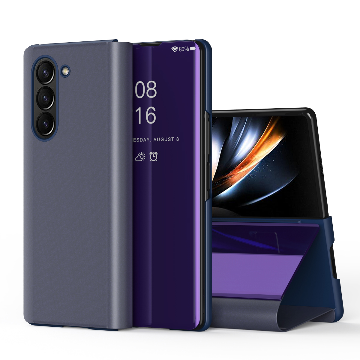 Mirror For Samsung Galaxy Z Fold 5 6 Fold6 Case Book Leather Stand Smart Cover