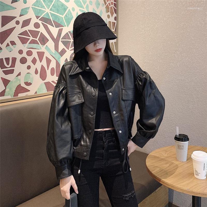 Women' Leather Women Faux Jacket Black Casual Slim Motorcycle Biker Coat Female Punk Streetwear Spring Autumn Jackets Q396
Women' Leather Women Faux Jacket Black Casual Slim Motorcycle Biker Coat Female Punk Streetwear Spring Autumn Jackets Q396