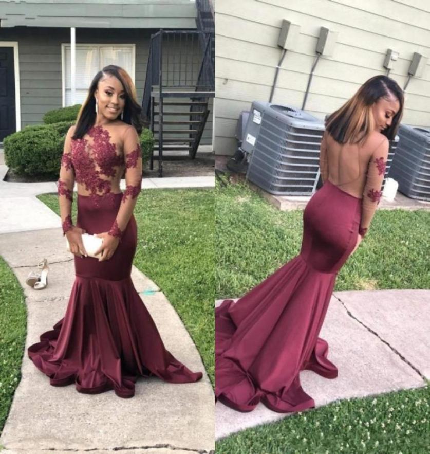 Dark Red Lace Mermaid Prom Dresses 2019 Sheer Neck Long Sleeves Sexy Backless Formal Party Evening Gowns with Lace Appliques BC1244953326, Fuchsia
Dark Red Lace Mermaid Prom Dresses 2019 Sheer Neck Long Sleeves Sexy Backless Formal Party Evening Gowns with Lace Appliques BC1244953326, Fuchsia