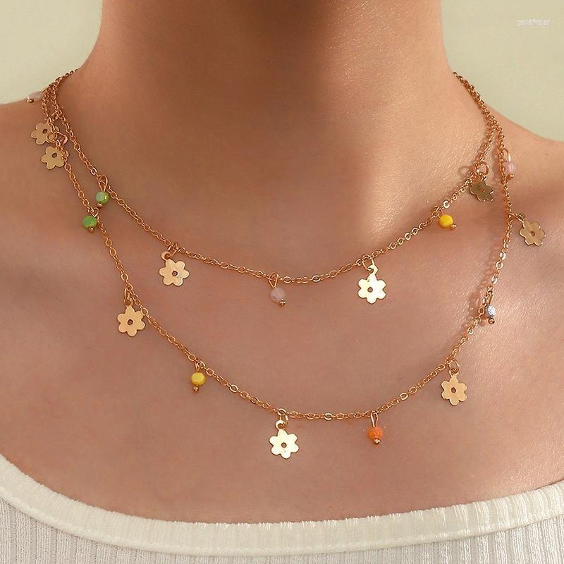Choker Chokers Boho Vintage Double Layer Flower Necklace Handmade Gold Color Exquisite Clavicle Chain Wedding Party Jewelry GiftsChokers
Choker Chokers Boho Vintage Double Layer Flower Necklace Handmade Gold Color Exquisite Clavicle Chain Wedding Party Jewelry GiftsChokers