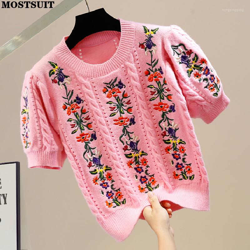 Women's Sweaters Vintage Elegant Embroidered Knitted Sweater Tshirt Women Summer Puff Sleeve O-neck Tops Pullovers Stylish Fashion Chic, Pink
Women's Sweaters Vintage Elegant Embroidered Knitted Sweater Tshirt Women Summer Puff Sleeve O-neck Tops Pullovers Stylish Fashion Chic, Pink
