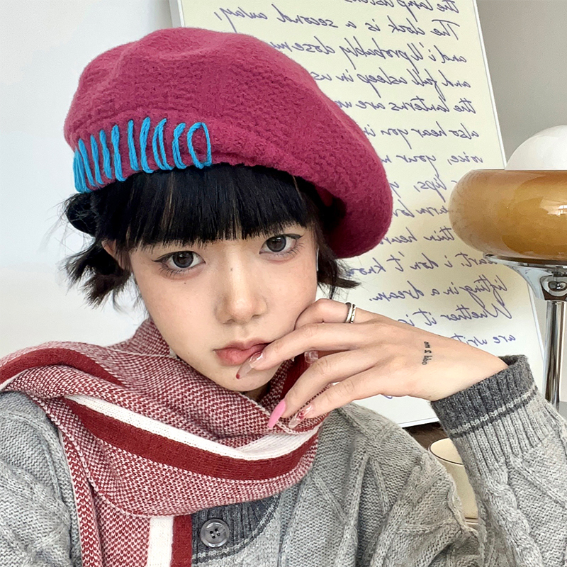 Girly Contrasting Color Beret Autumn and Winter Acrylic Knitted Women's Hats Japanese Wild Art Painter Cap Raspberry Berets Hat
Girly Contrasting Color Beret Autumn and Winter Acrylic Knitted Women's Hats Japanese Wild Art Painter Cap Raspberry Berets Hat