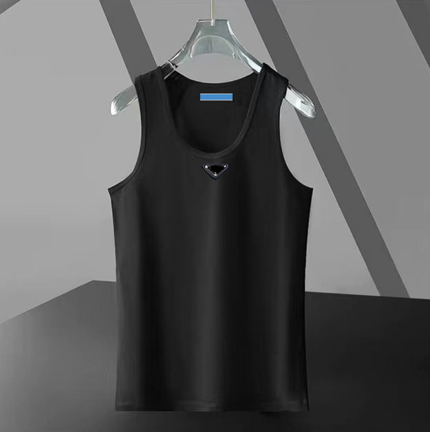 Mens Tank Tees Tops Summer T Shirt Sleeveless Designer Vest Breathable Mens Shirts Tank Budge High Quality Vests Asian Size S-4XL, Black