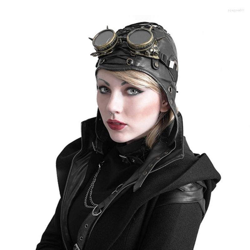 Berets Steampunk Earflap Hat Bomber TrapperHat With Goggles Men Punk Hooded Halloween Party, Black
Berets Steampunk Earflap Hat Bomber TrapperHat With Goggles Men Punk Hooded Halloween Party, Black