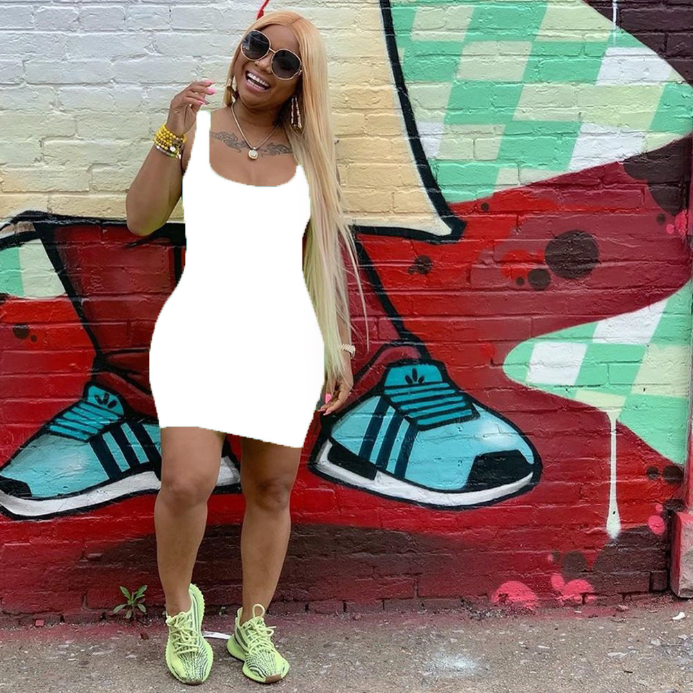 Summer Tank Dress Women Solid Color Backless Square Neck Mini Dress Sleeveless Tight Waist Bodycon Dress, White
Summer Tank Dress Women Solid Color Backless Square Neck Mini Dress Sleeveless Tight Waist Bodycon Dress, White