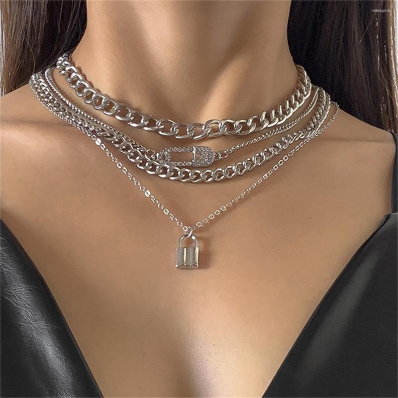 Pendant Necklaces Sindlan 4Pcs Punk Crystal Silver Color Lock Pendants Necklace For Women Hip Hop Pin Chains Set Couple Emo Jewelry Collares
Pendant Necklaces Sindlan 4Pcs Punk Crystal Silver Color Lock Pendants Necklace For Women Hip Hop Pin Chains Set Couple Emo Jewelry Collares