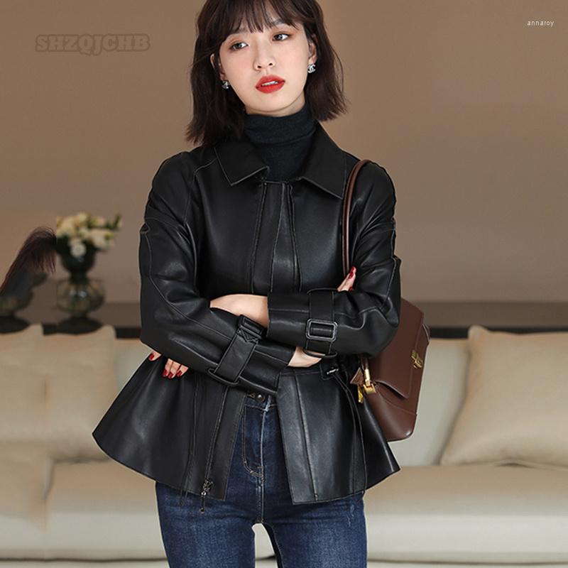 Women' Leather 2023 Sheepskin Coat Women' Spring Simple Short Drawstring Waist Closing Dropped Shoulder Sleeves Genuine Jacket, Black
Women' Leather 2023 Sheepskin Coat Women' Spring Simple Short Drawstring Waist Closing Dropped Shoulder Sleeves Genuine Jacket, Black