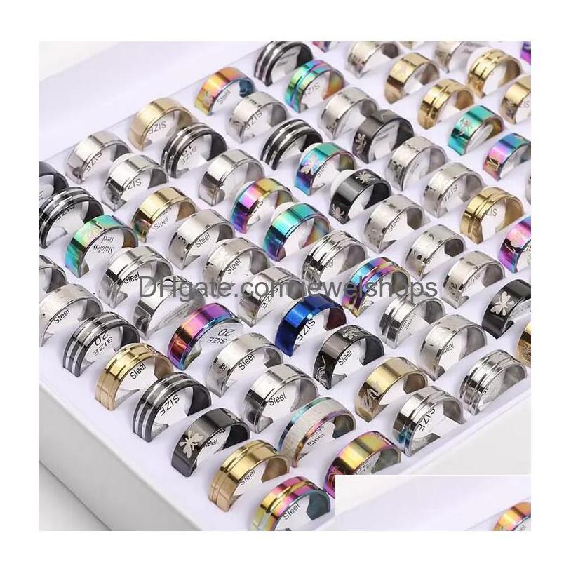 Band Rings Mticolor Stainless Steel For Women Men Mix Different Style Party Jewelry Gifts In Wholesale Drop Delivery Ring Dhh4F
Band Rings Mticolor Stainless Steel For Women Men Mix Different Style Party Jewelry Gifts In Wholesale Drop Delivery Ring Dhh4F
