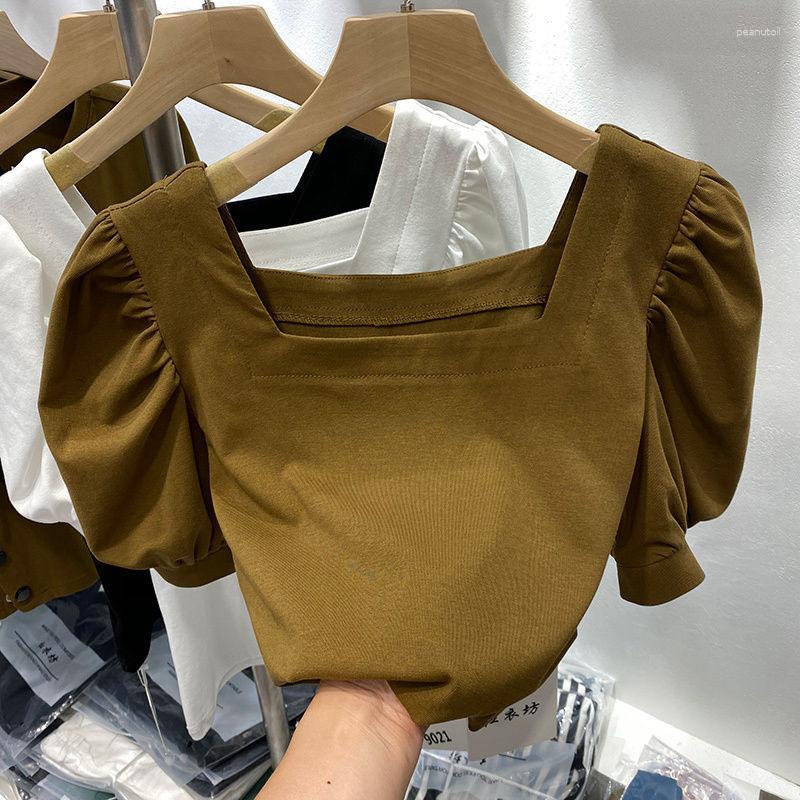 Women's T Shirts Fashion Retro Puff Sleeve Square Neck Short T-Shirt Women's Summer Dress Small Design Shirt, White
Women's T Shirts Fashion Retro Puff Sleeve Square Neck Short T-Shirt Women's Summer Dress Small Design Shirt, White