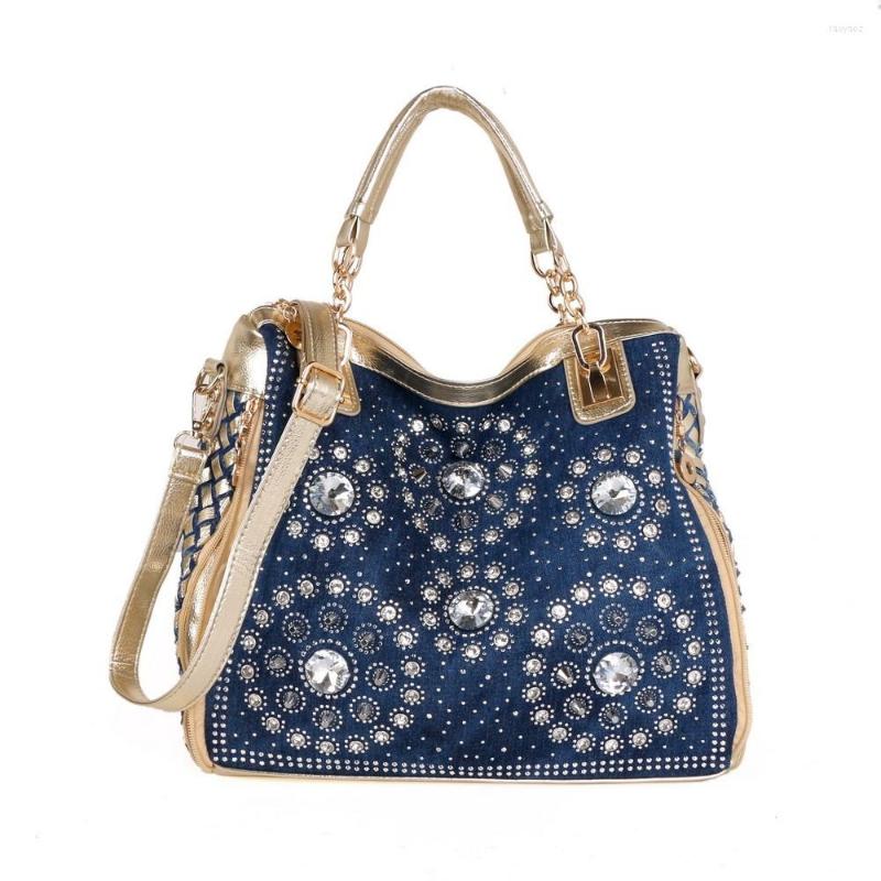 Evening Bags 2023 Women Fashion Rivet Lady Denim Bag With Diamond Woven Tote Shoulder Handbag Satchel Messenger Purse, Denim and gold
Evening Bags 2023 Women Fashion Rivet Lady Denim Bag With Diamond Woven Tote Shoulder Handbag Satchel Messenger Purse, Denim and gold