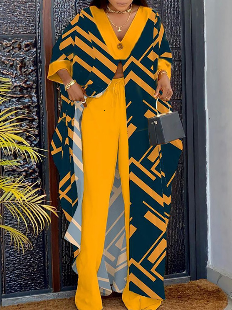 Women s Suits Blazers Matching Set Women Spring Summer Loungewear V Neck Flare Sleeve X Long Tops Wide Leg Pants 2PCS Outfit Streetwear Drop 230628