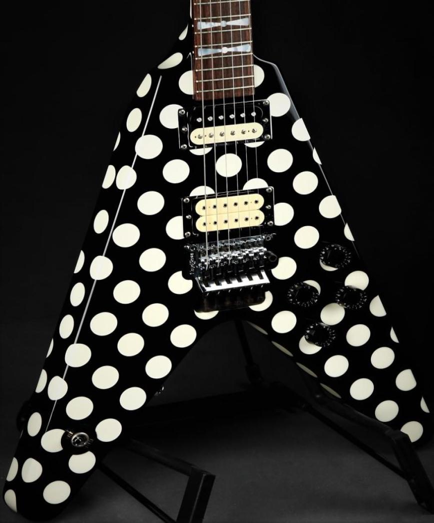 Custom Shop Randy Rhoads Polka Dot Black Flying V Electric Guitar MOP Bowtie Inlays Floyd Rose Tremolo Bridge Locking Nut Wham5626628
Custom Shop Randy Rhoads Polka Dot Black Flying V Electric Guitar MOP Bowtie Inlays Floyd Rose Tremolo Bridge Locking Nut Wham5626628