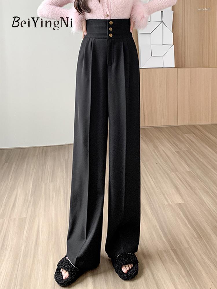 Women's Pants Beiyingni Office Ladies High Waist Wide Leg Loose Elegant OL Black Long For Women Buttons Korean Luxury Trousers
Women's Pants Beiyingni Office Ladies High Waist Wide Leg Loose Elegant OL Black Long For Women Buttons Korean Luxury Trousers