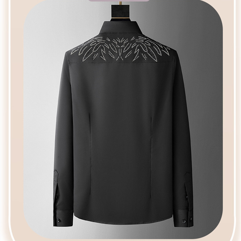 Men's Dress Shirts Men High-quality Shirt Personality Wing Pattern Rhinauroid Slim-fit Non-ironing Business Leisure Commuting Daily Top 230628