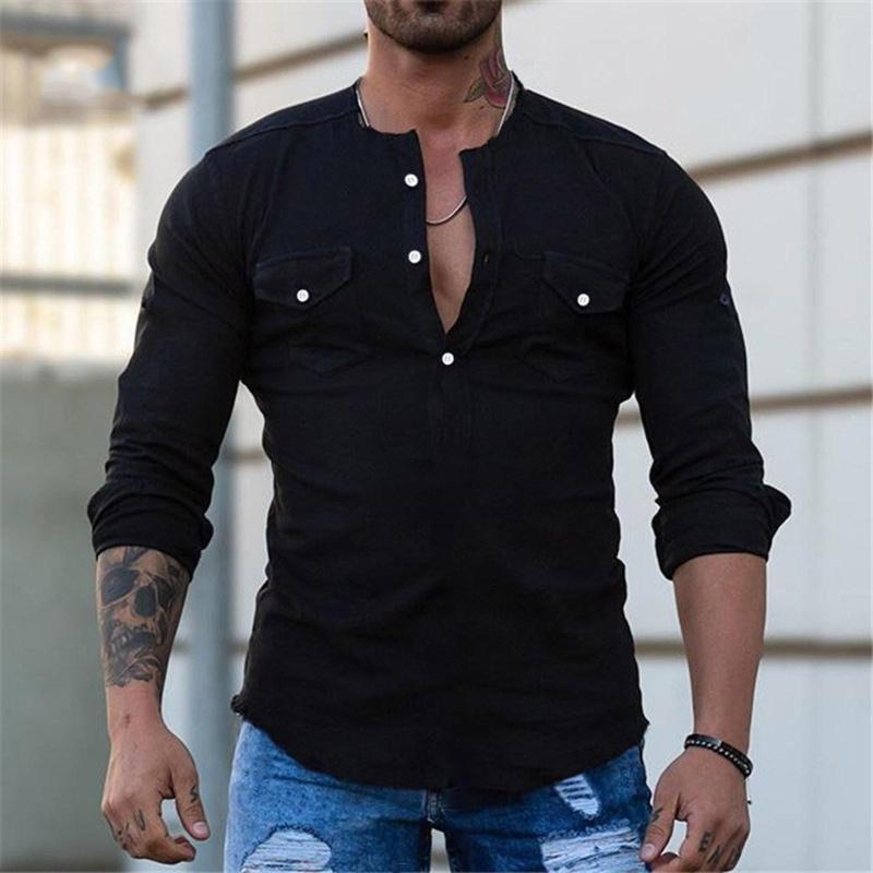 Men' T Shirts Men Casual Short Sleeve Mens Long Sleeved Shirt Youth Fashion Vintage Stand Up Collar Romper Jumpsuit Outdoor Apparel, Black
Men' T Shirts Men Casual Short Sleeve Mens Long Sleeved Shirt Youth Fashion Vintage Stand Up Collar Romper Jumpsuit Outdoor Apparel, Black