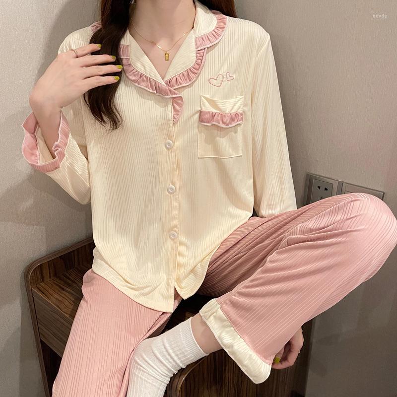 Women's Sleepwear Pajamas Women's Autumn And Winter Long-sleeved Trousers Large Size Cute Girl Thin Section Loose Two-piece Home Service
Women's Sleepwear Pajamas Women's Autumn And Winter Long-sleeved Trousers Large Size Cute Girl Thin Section Loose Two-piece Home Service