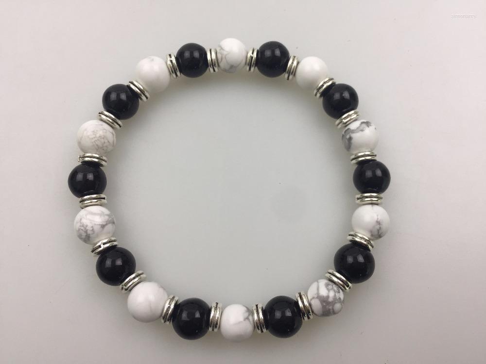 Strand Men's Sports Bracelets Natural Stone White Howlite Black Onxy Bracelet Round Bead Yoga Mala Beads
Strand Men's Sports Bracelets Natural Stone White Howlite Black Onxy Bracelet Round Bead Yoga Mala Beads