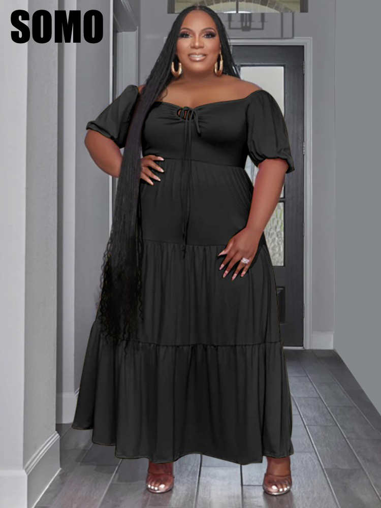 Plus size Dresses SOMO Size Women Dress Fashion Summer Casual Solid Color Uneck Short Sleeve Loose Long Pleated Wholesale Drop 230627, Black
Plus size Dresses SOMO Size Women Dress Fashion Summer Casual Solid Color Uneck Short Sleeve Loose Long Pleated Wholesale Drop 230627, Black