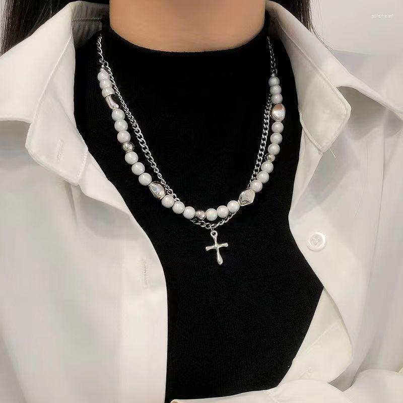 Choker Vintage Double Layer Titanium Steel Reflective Pearl Chain Cross Pendant Necklace Coquette Collares Y2k Jewlery For Women
Choker Vintage Double Layer Titanium Steel Reflective Pearl Chain Cross Pendant Necklace Coquette Collares Y2k Jewlery For Women