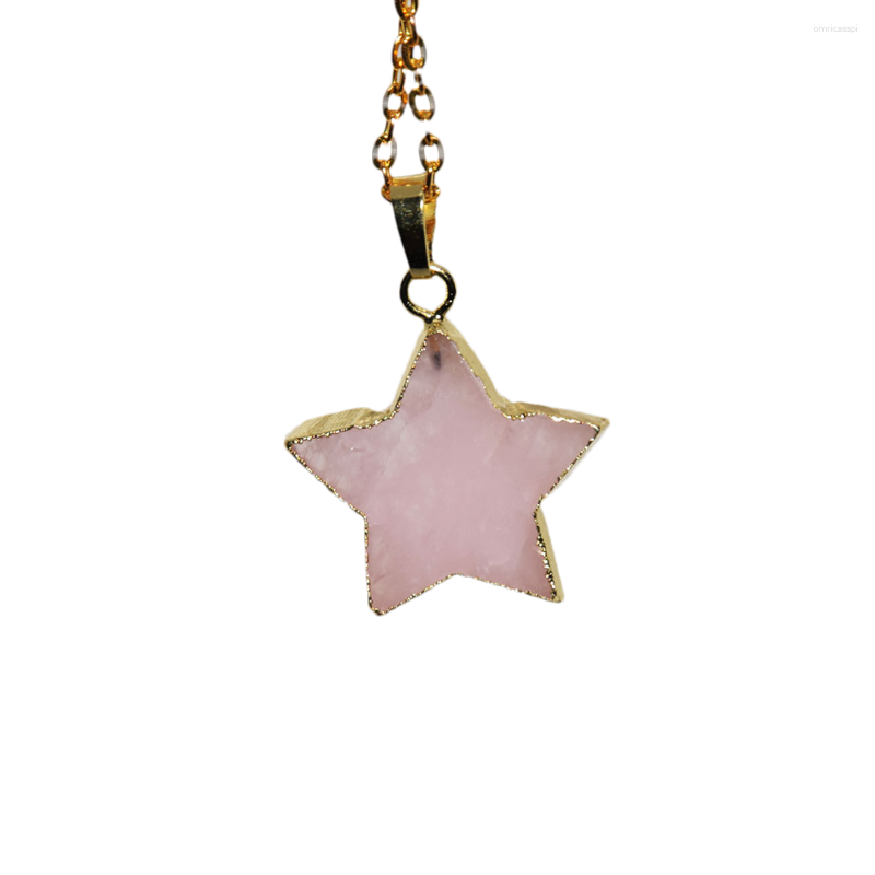 Pendant Necklaces Rose Quartz Crystal Star Necklace Female Pink Pentagra Pendants For Women Gold Plating Cute Jewelry Love Gift Wholesale
Pendant Necklaces Rose Quartz Crystal Star Necklace Female Pink Pentagra Pendants For Women Gold Plating Cute Jewelry Love Gift Wholesale