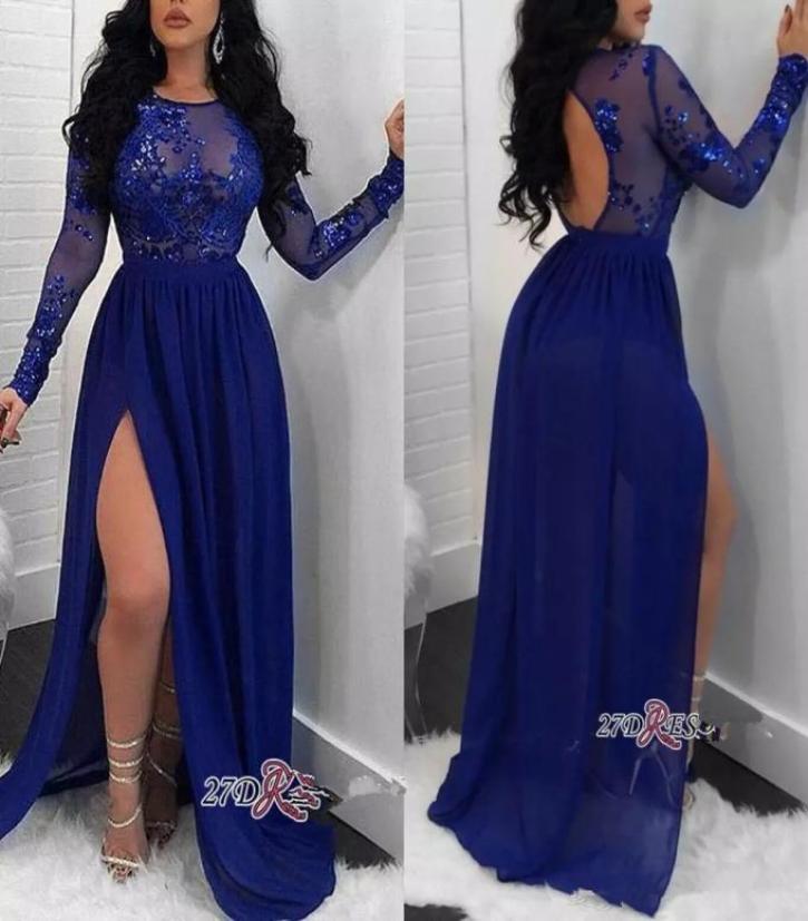 High Split Side Lace Prom Dresses Royal Blue Crew Long SleevesSequins Chiffon Keyhole Backless Party Dresses Evening Wear vestidos3150605, Brown
High Split Side Lace Prom Dresses Royal Blue Crew Long SleevesSequins Chiffon Keyhole Backless Party Dresses Evening Wear vestidos3150605, Brown