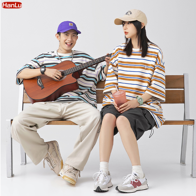 Men's TShirts Hip Hop Streetwear Tshirt Striped Oversized TShirt Cotton Loose Short Sleeve T Shirt 2023 Men Women Fashion Summer Tops Tees 230627