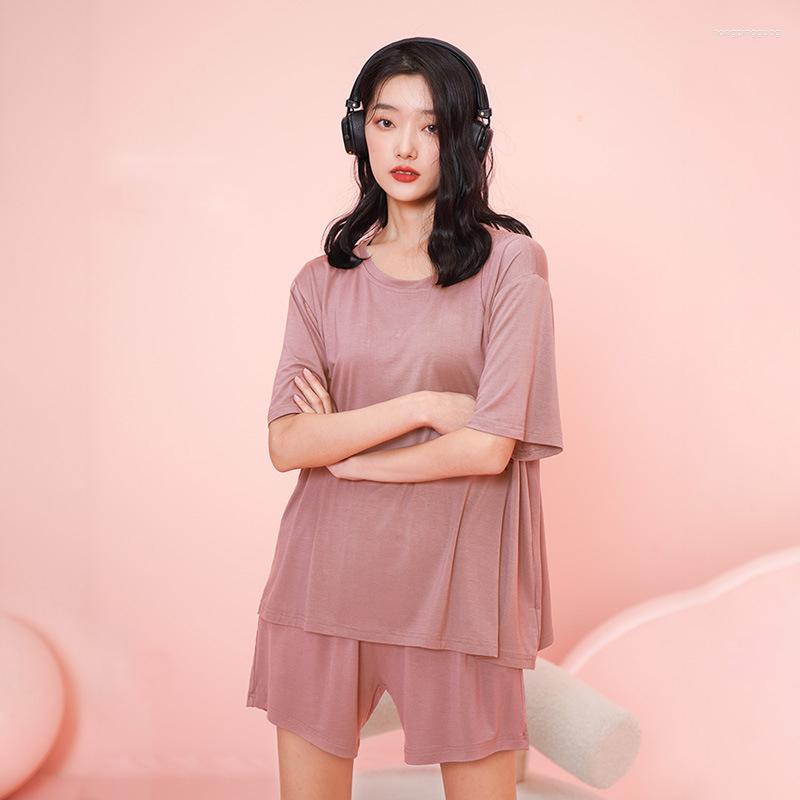 Women's Sleepwear Shirt Shorts Round Neck Pajamas Set Solid Color Home Clothing Women Sleep Suit Nightwear Modal Short Sleeve Homwear, Grey no chest pad
Women's Sleepwear Shirt Shorts Round Neck Pajamas Set Solid Color Home Clothing Women Sleep Suit Nightwear Modal Short Sleeve Homwear, Grey no chest pad
