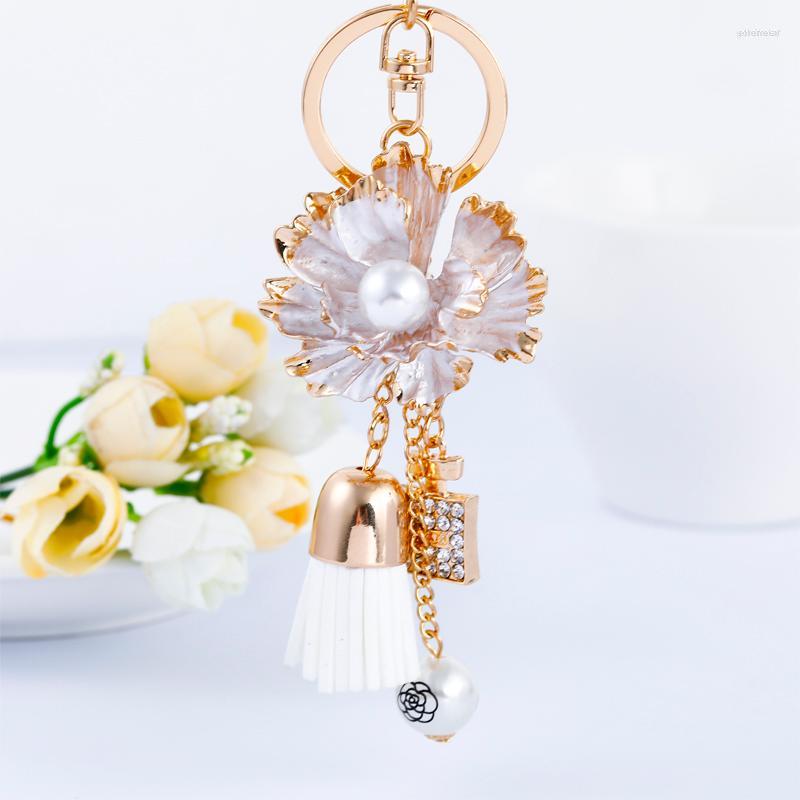 

Keychains Easya 2023 Fashion Rose Flower Keychain Backpack Ladies Accessories Luxury Quality Jewelry With Wholesale Lots