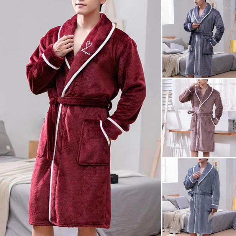 Men's Sleepwear Tight Waist Chic Cold-proof Winter Nightgown Contrast Color Men Bathrobe Lengthened For Bedroom, Dusty pink
Men's Sleepwear Tight Waist Chic Cold-proof Winter Nightgown Contrast Color Men Bathrobe Lengthened For Bedroom, Dusty pink