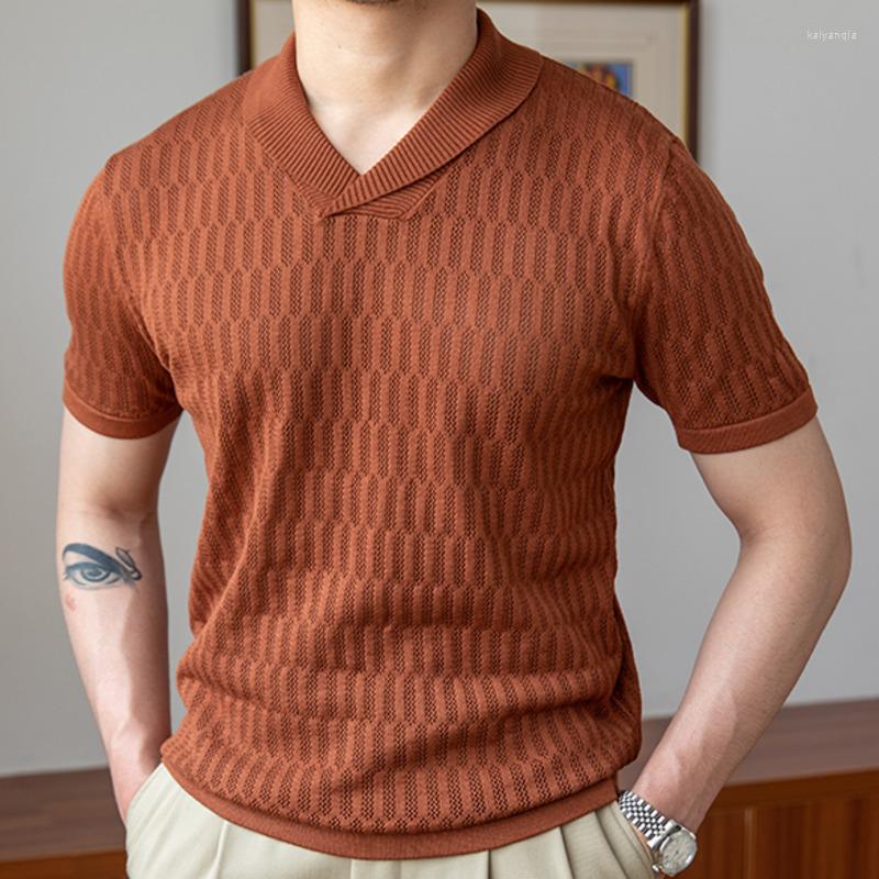 Men's T Shirts Summer Vintage Jacquard Lapel Polo Breathable Casual Slim Knit Quality Solid Color Camisa Hombre British Men Shirt, Black
Men's T Shirts Summer Vintage Jacquard Lapel Polo Breathable Casual Slim Knit Quality Solid Color Camisa Hombre British Men Shirt, Black