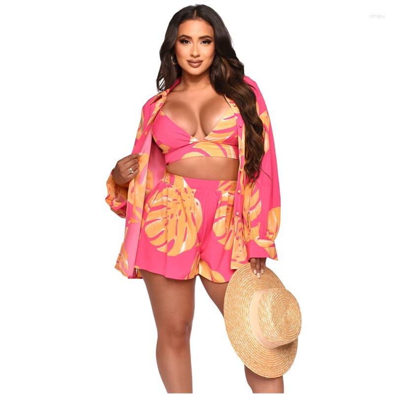 Women' Tracksuits Leaf Print Vacation 3 Piece Sets Women Sexy Spaghetti Straps Bra Tops Full Sleeve Long Shirts Wide Leg Shorts Summer, Black
Women' Tracksuits Leaf Print Vacation 3 Piece Sets Women Sexy Spaghetti Straps Bra Tops Full Sleeve Long Shirts Wide Leg Shorts Summer, Black