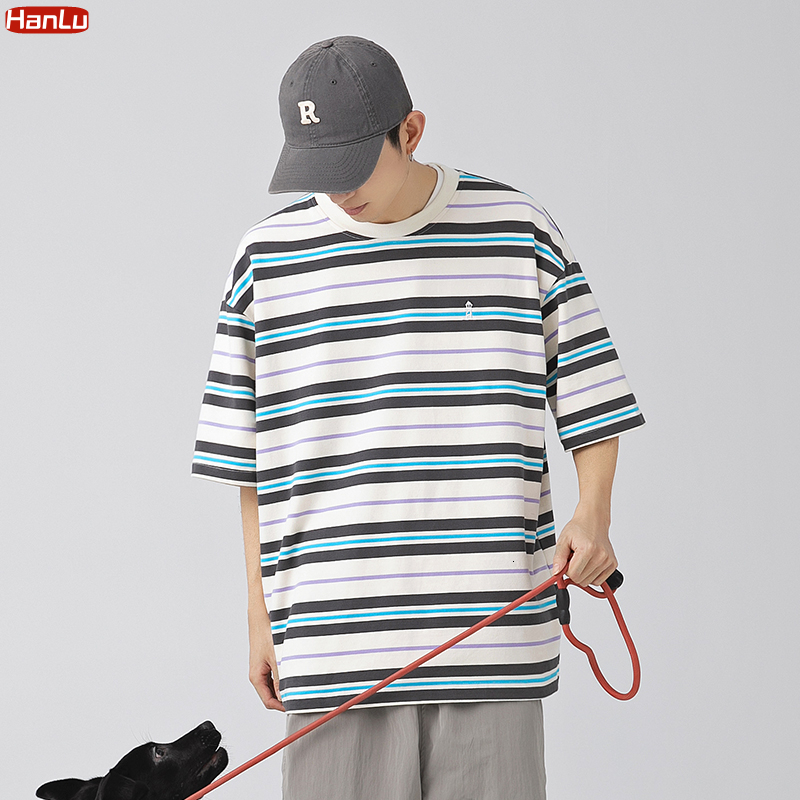 Men's TShirts Hip Hop Streetwear Tshirt Striped Oversized TShirt Cotton Loose Short Sleeve T Shirt 2023 Men Women Fashion Summer Tops Tees 230627