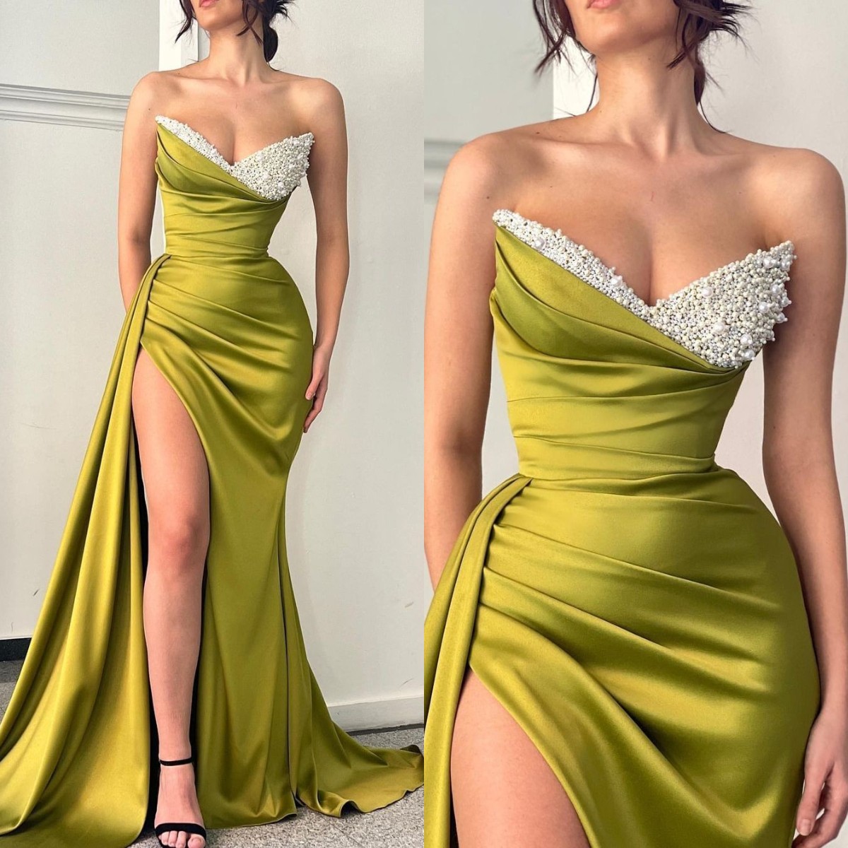 Fashion Slit Prom Dresses Pearls Sweetheart Evening Gowns Pleats Formal Red Carpet Long Special Occasion Party dress, Same as picture
Fashion Slit Prom Dresses Pearls Sweetheart Evening Gowns Pleats Formal Red Carpet Long Special Occasion Party dress, Same as picture