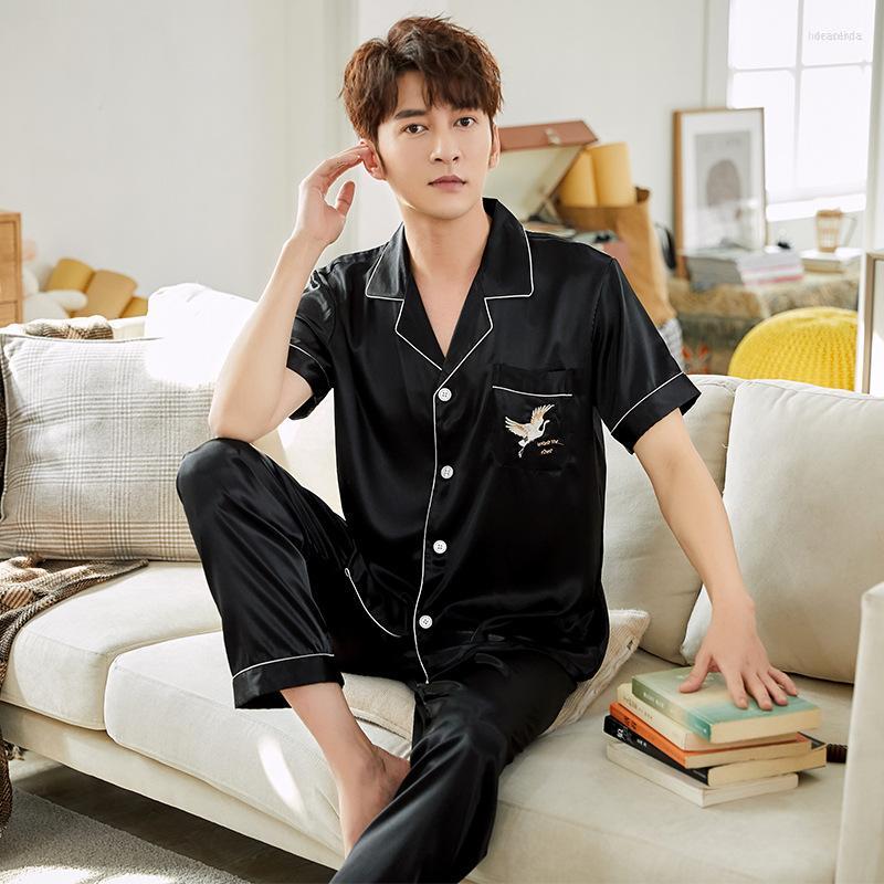 Men's Sleepwear Men's High Quality Men Pajamas Suit Short Sleeve Satin Home Wear 2PCS Shirt&Pant Pajama Pyjamas Casual Ice Slik, Style i
Men's Sleepwear Men's High Quality Men Pajamas Suit Short Sleeve Satin Home Wear 2PCS Shirt&Pant Pajama Pyjamas Casual Ice Slik, Style i